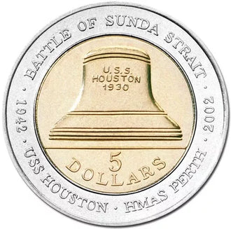 2002 $5 USS Houston Battle of Sunda Strait Uncirculated Coin