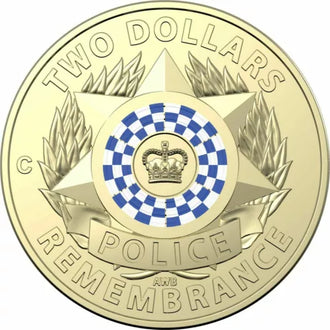 2019 $2 Australian Police Remembrance Coloured C-Mint Mark Coin