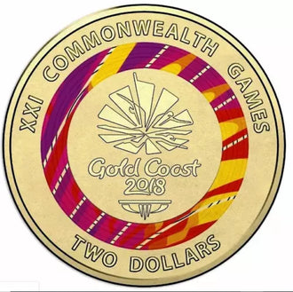 2018 $2 Gold Coast Commonwealth Games Coloured Circulated Coin - XXI Games
