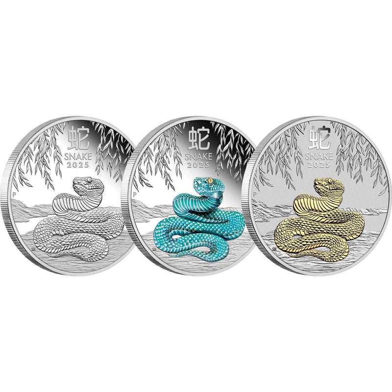 2025 Australian Lunar Series Year of the Snake 1oz Silver Trio – Sydney ...