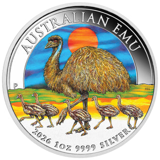 2026 Australian Emu 1oz Silver Coloured Coin