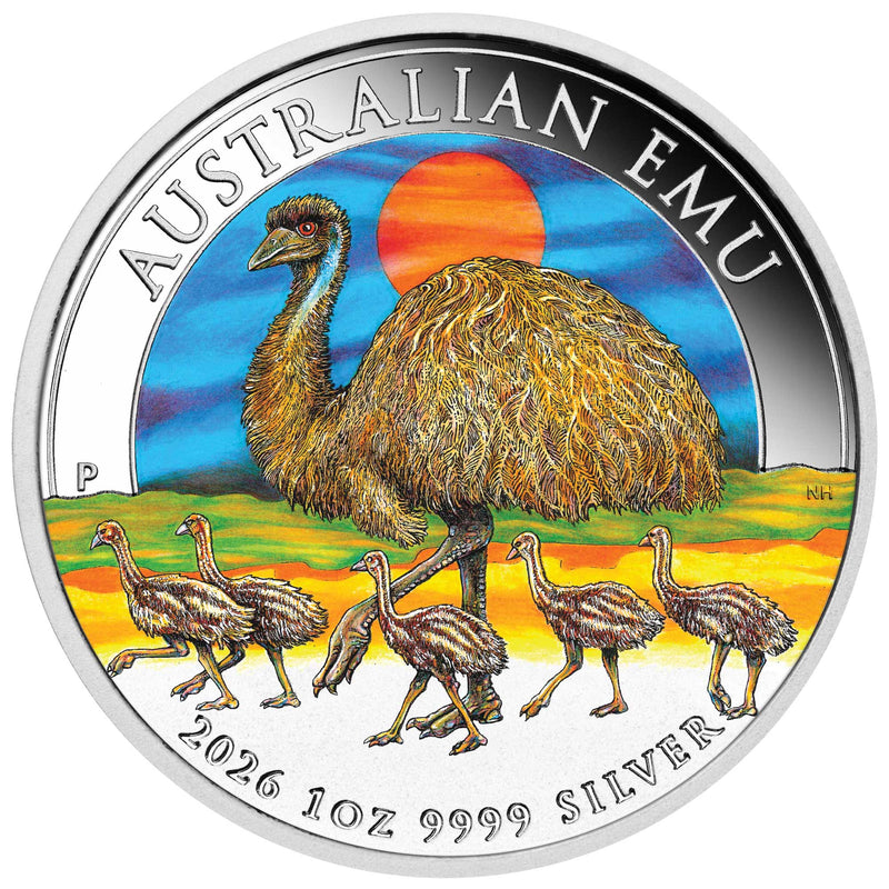 2026 Australian Emu 1oz Silver Coloured Coin