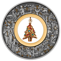 2025 Santa's Workshop 2oz Silver Antiqued Coloured Coin
