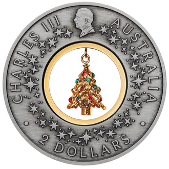 2025 Santa's Workshop 2oz Silver Antiqued Coloured Coin