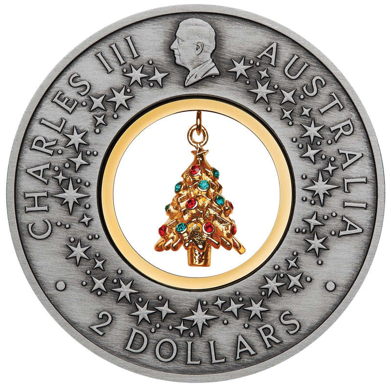 2025 Santa's Workshop 2oz Silver Antiqued Coloured Coin