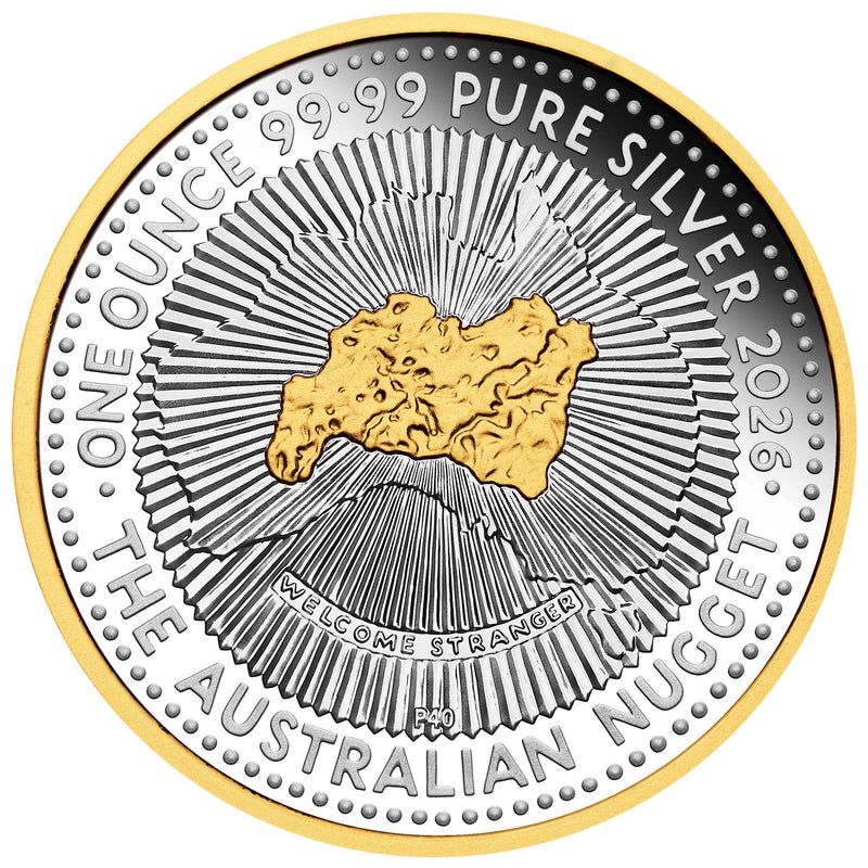 2026 40th Anniversary of the Australian Nugget Gold Coin 1oz Silver Proof Gilded Coin