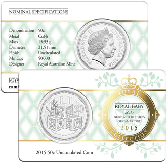 2015 50c Royal Baby of the Duke and Duchess of Cambridge Uncirculated Coin