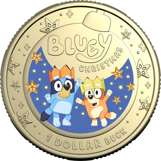 2025 $1 Bluey Christmas Uncirculated Colured Coin