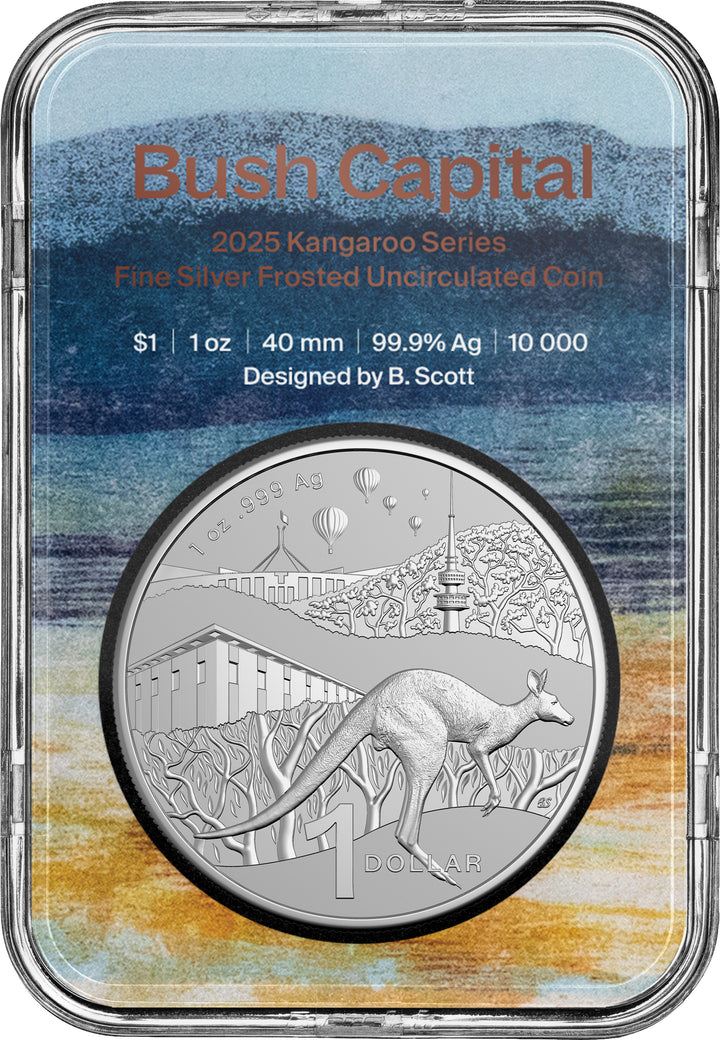 2025 $1 Bush Capital 1oz Silver Kangaroo Uncirculated Coin