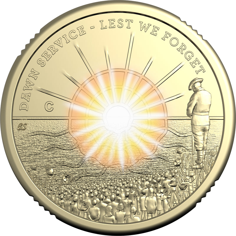 2026 $2 'C' Mintmark Coloured Uncirculated Coin - Dawn Service