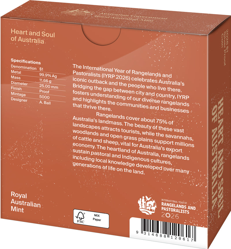 2026 $1 Fine Silver Proof Coin - Heart and Soul of Australia: United Nations International Year of Rangelands and Pastoralists