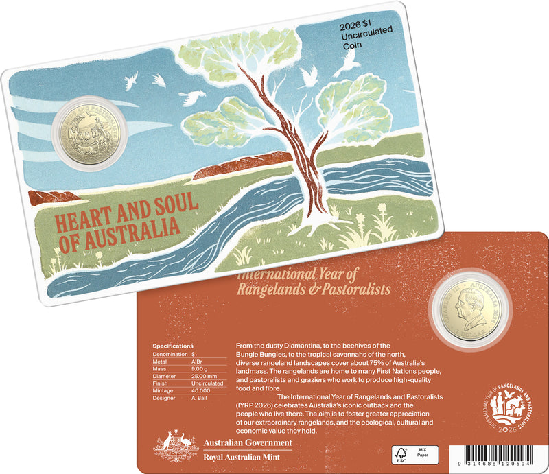 2026 $1 Uncirculated Coin - Heart and Soul of Australia: United Nations International Year of Rangelands and Pastoralists