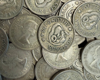 Lot of ten Australian 50% silver coins from 1946-1963