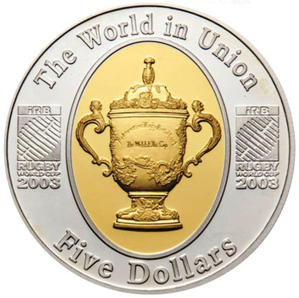 2003 Australian Rugby World Cup 1oz Silver Selective Gold Plated Proof ...