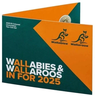 2025 $2 Wallabies & Wallaroos Uncirculated coloured coins set in folder