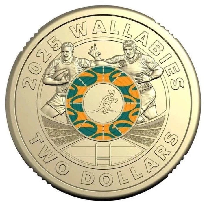 2025 $2 Wallabies & Wallaroos Uncirculated coloured coins set in folder