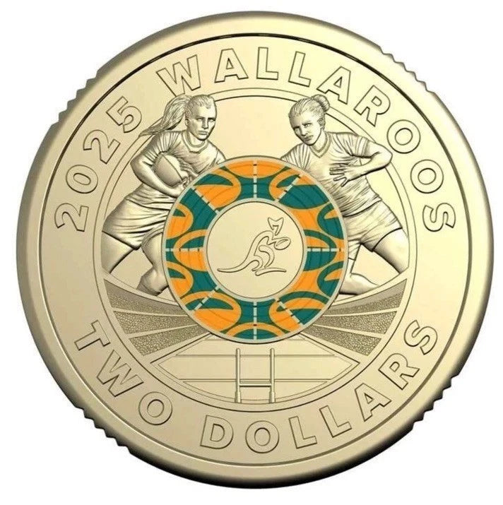 2025 $2 Wallabies & Wallaroos Uncirculated coloured coins set in folder