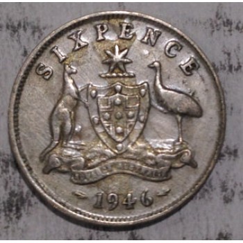 1946 AUSTRALIAN PRE DECIMAL SILVER 6-PENCE