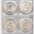 1960-1963 Australian Silver One Shilling 4-Coin Set aUNC