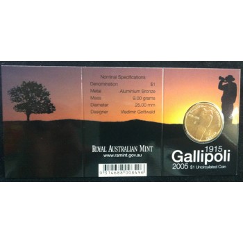 2005 Australian Gallipoli $1 Uncirculated Coin - B Mint Mark