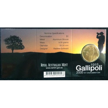 2005 Australian Gallipoli $1 Uncirculated Coin - S Mint Mark