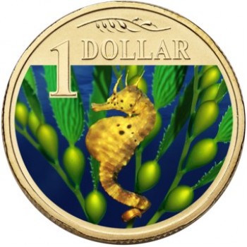 2007 Australian $1 Coloured Ocean Series Coin - Bigbelly Seahorse
