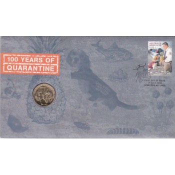 2008 AUSTRALIAN 100 YEARS OF QUARANTINE FIRST DAY COIN AND STAMP COVER