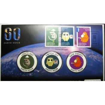 2009 EARTH HOUR FIRST DAY MEDALLION AND STAMP SET