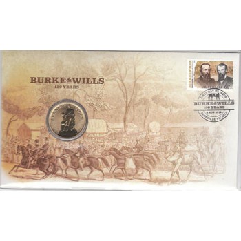 2010 AUSTRALIAN 150 YEARS OF BURKE AND WILLS FIRST DAY COIN AND STAMP COVER