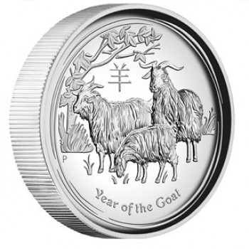 2015 Year of the Goat 1oz Silver High Relief Proof Coin