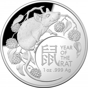 2020 Year of the Rat 1oz Silver Domed Proof Coin