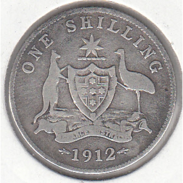 1912 Australian One Shilling Silver Coin Vg Sydney Coins And Jewellery
