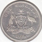 1918 AUSTRALIAN ONE SHILLING SILVER COIN FINE