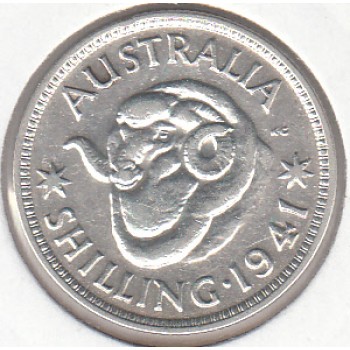 1941 AUSTRALIAN ONE SHILLING SILVER COIN VERY FINE