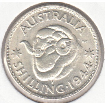 1944S AUSTRALIAN ONE SHILLING SILVER COIN GOOD VERY FINE