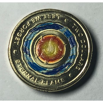 2018 $2 Coloured Coin Lest we Forget Coloured Coin